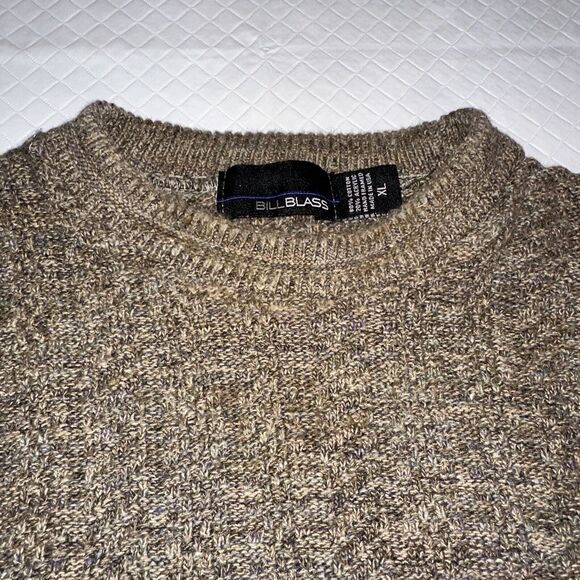 Vtg Bill Blass Crew Neck Knit Ribbed Sweater Mens Size XL Brown USA Made Grandpa - Picture 2 of 9